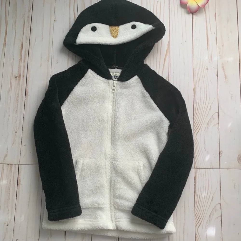 Oshkosh Penguin Fleece Hoodie - Black & White